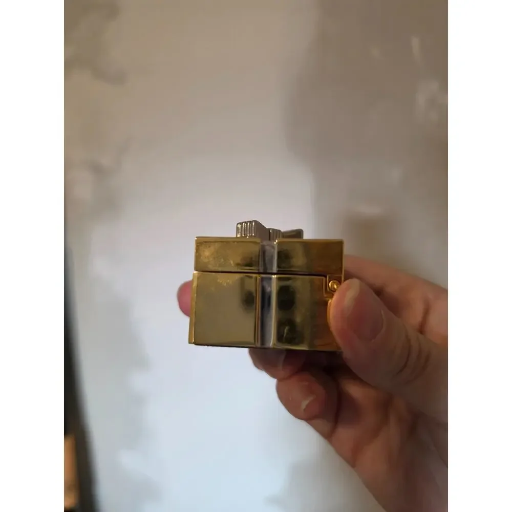 VTG Quartz Miniature Clock Picture Frame Brass-Tone Gift Box Clock Collezio